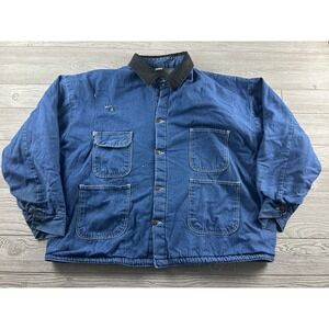 VTG Bob Barker Flannel Lined Denim Jacket Men's 4XL Barn Outdoor Workwear 90's